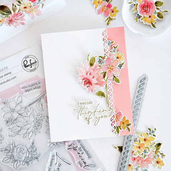 Floral card with decorative elements on a white background