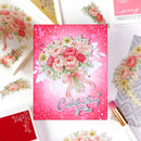 Greeting card with floral design and 'Celebrating you today' text on a white background
