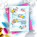 Greeting card with floral design and text 'For a beautiful soul' on a white background with decorative elements.