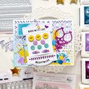 Card with decorative elements and 'Made with Love' text on a textured background
