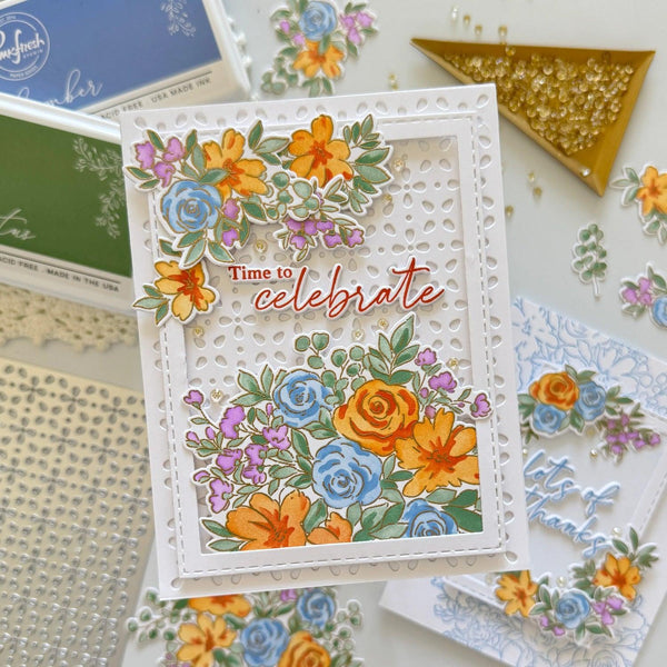 Pinkfresh Studio Clear Stamp Set - Cozy Blooms