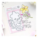 Craft stamp set with floral design and text on a white background