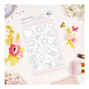 Clear stamp set with floral designs on a white background