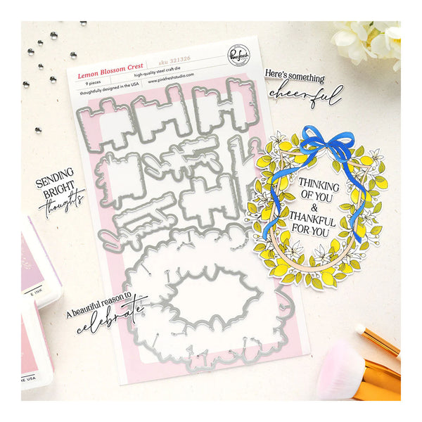 Set of metal stamps with decorative text and designs on a white background
