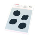 Set of black cottage frame stencils on a clear sheet with 'Pinkfresh Studio' branding.