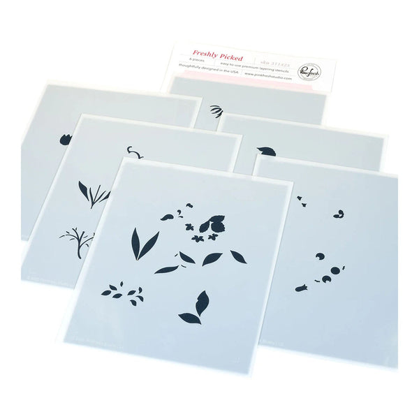 Set of white cards with black floral designs on a white background
