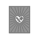 Decorative mat with heart design and sunburst pattern on a gray background