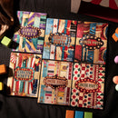 Colorful 'Circus Party' invitations on a dark background