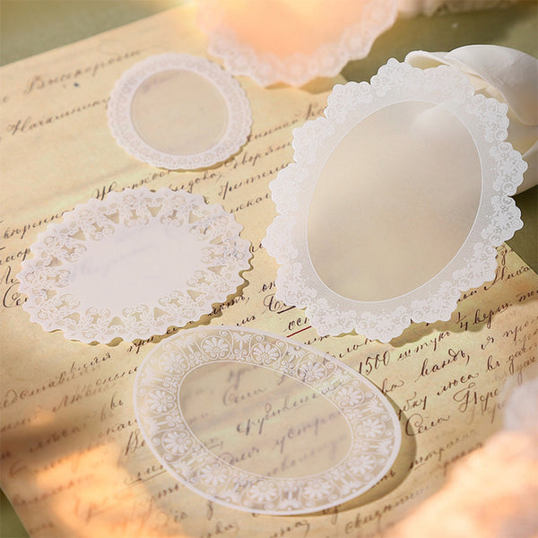 Poppy Craft Lace Frames Vellum Paper Stickers - Wisp of Cloud