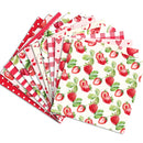 Set of paper sheets with strawberry patterns on a white background