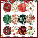 Collection of Christmas-themed fabric swatches with various patterns on a white background.
