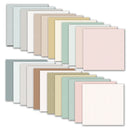 Set of pastel-colored square tiles with different patterns on a white background