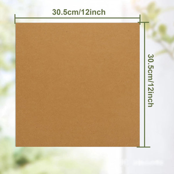 Brown square sheet with dimensions 30.5cm/12inch on a blurred natural background