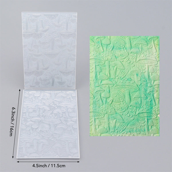 Two textured paper sheets with measurements on a gray background