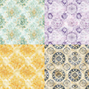 Four different floral patterned fabrics arranged in a 2x2 grid.