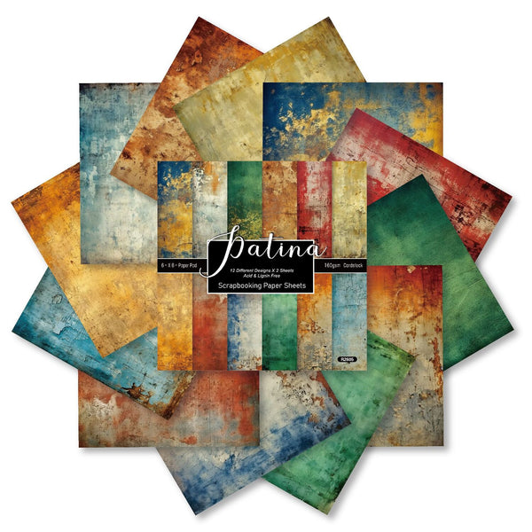 Collection of colorful scrapbooking paper sheets with 'Fatima' branding on a white background.