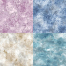 Four different marbled textures in purple, blue, beige, and blue tones.