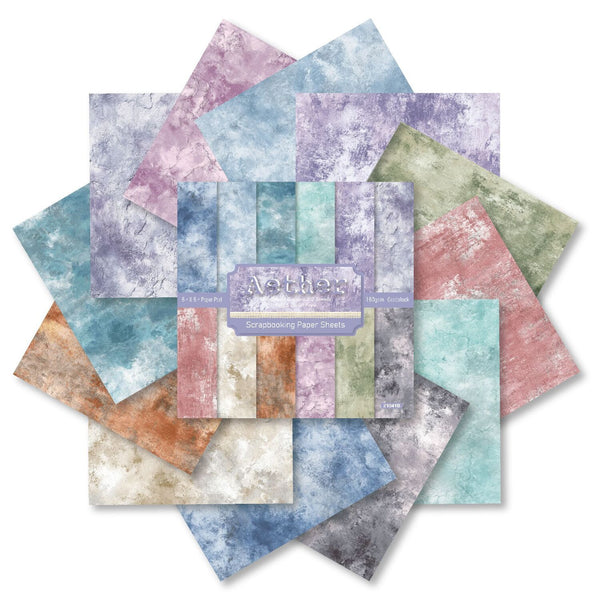 Set of scrapbooking paper sheets with a variety of textured patterns in pastel colors, displayed on a white background.