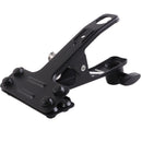 Black metal clamp on a white background