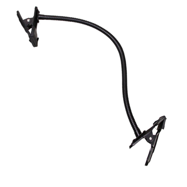 Black adjustable clamp arm on a white background