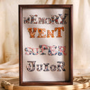 Decorative framed text with floral lettering on a neutral background