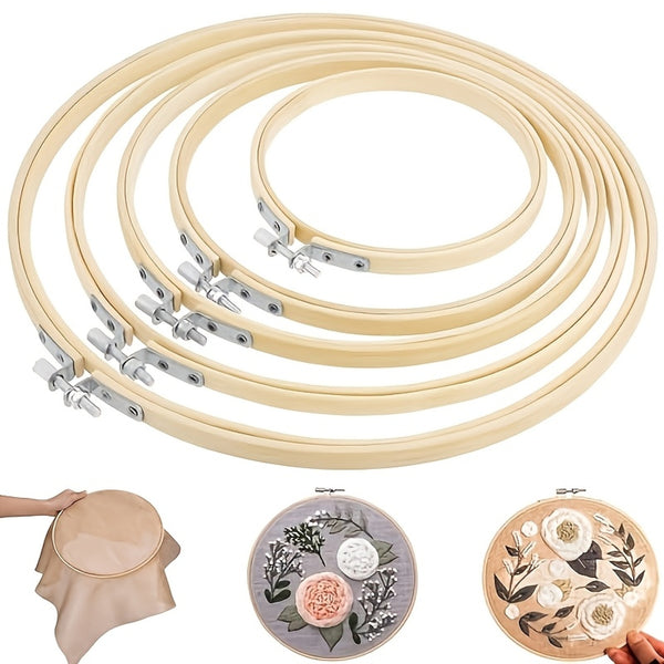 Set of embroidery hoops with a white background