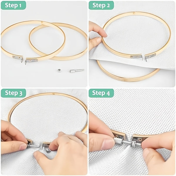 Step-by-step guide on how to assemble an embroidery hoop with mesh.