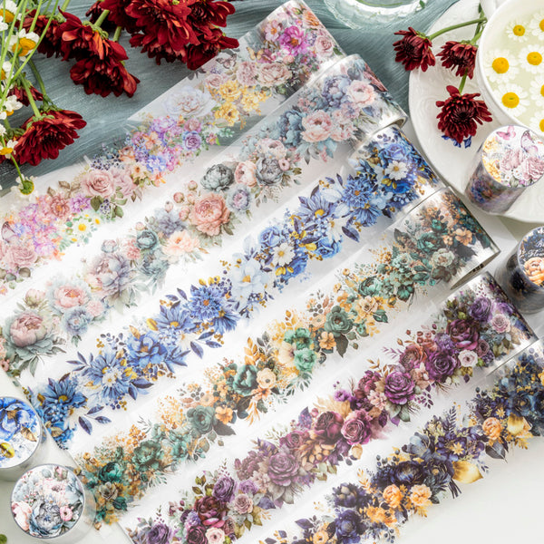 Poppy Crafts Blooming Flowers in Four Seasons PET Sticker Roll - Romantic Flower Vine