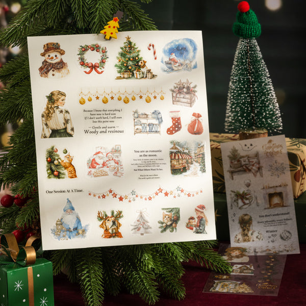 Poppy Crafts Christmas PET + Washi Paper Sticker Book - A Snowy Night and a Starry Dream
