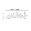 Metallic cutout with 'Gabriela' text and dimensions on a white background