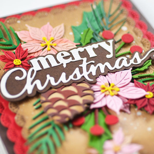 Decorative gingerbread cookie with 'Merry Christmas' text and festive decorations.