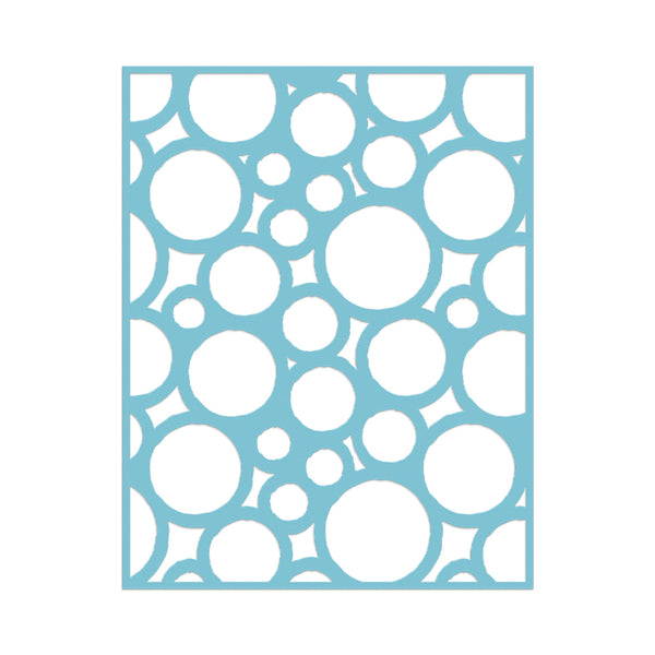 Decorative stencil with geometric pattern on a blue background