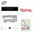 Metal die cut with 'Happiness' text and a sample card featuring the same design, branded by Vixuan.