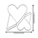 Heart-shaped cookie cutters with dimensions on a white background