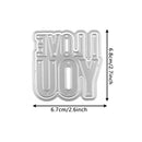 Metal cutting die with 'I love you' text and dimensions on a white background