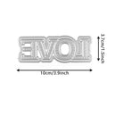 Metallic 'EVOL' lettering with dimensions on a white background