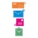 Set of colorful envelope icons on a white background