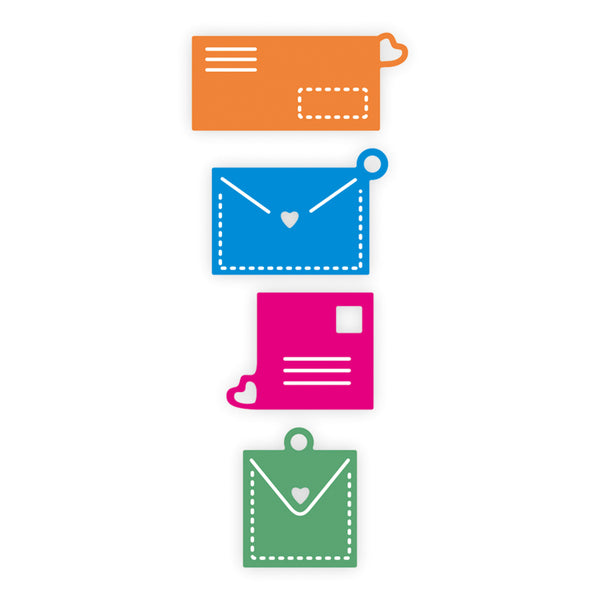 Set of colorful envelope icons on a white background