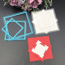 Decorative paper cutouts in blue, white, and red on a dark surface with flowers.