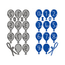 Illustrations of balloons with numbers on a white background