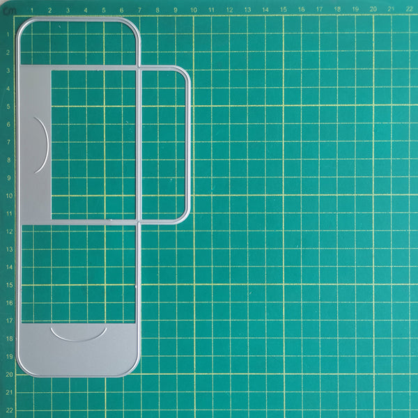 Two phone case mockups on a green grid background