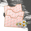 Floral-patterned card with a pocket on a black and white textured background