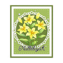 Card with yellow flowers and 'Hallelujah' text on a green background