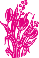 Pink floral design on a white background