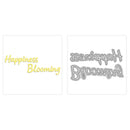 Metallic 'Happiness Blooming' die cut on a white background
