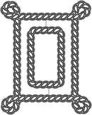 Decorative rope frame with a central rectangular opening on a white background