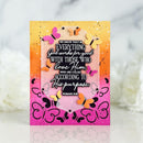 Decorative card with butterflies and inspirational text on a gradient background