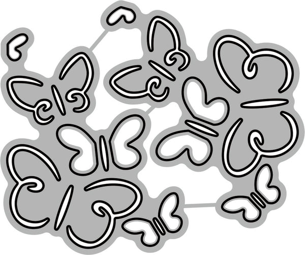 Metal die cut with butterfly shapes on a white background