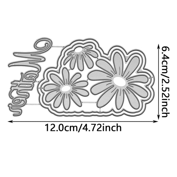 Metal cutting dies with floral designs and dimensions on a white background