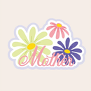 Colorful flowers with the word 'Mother' on a light pink background